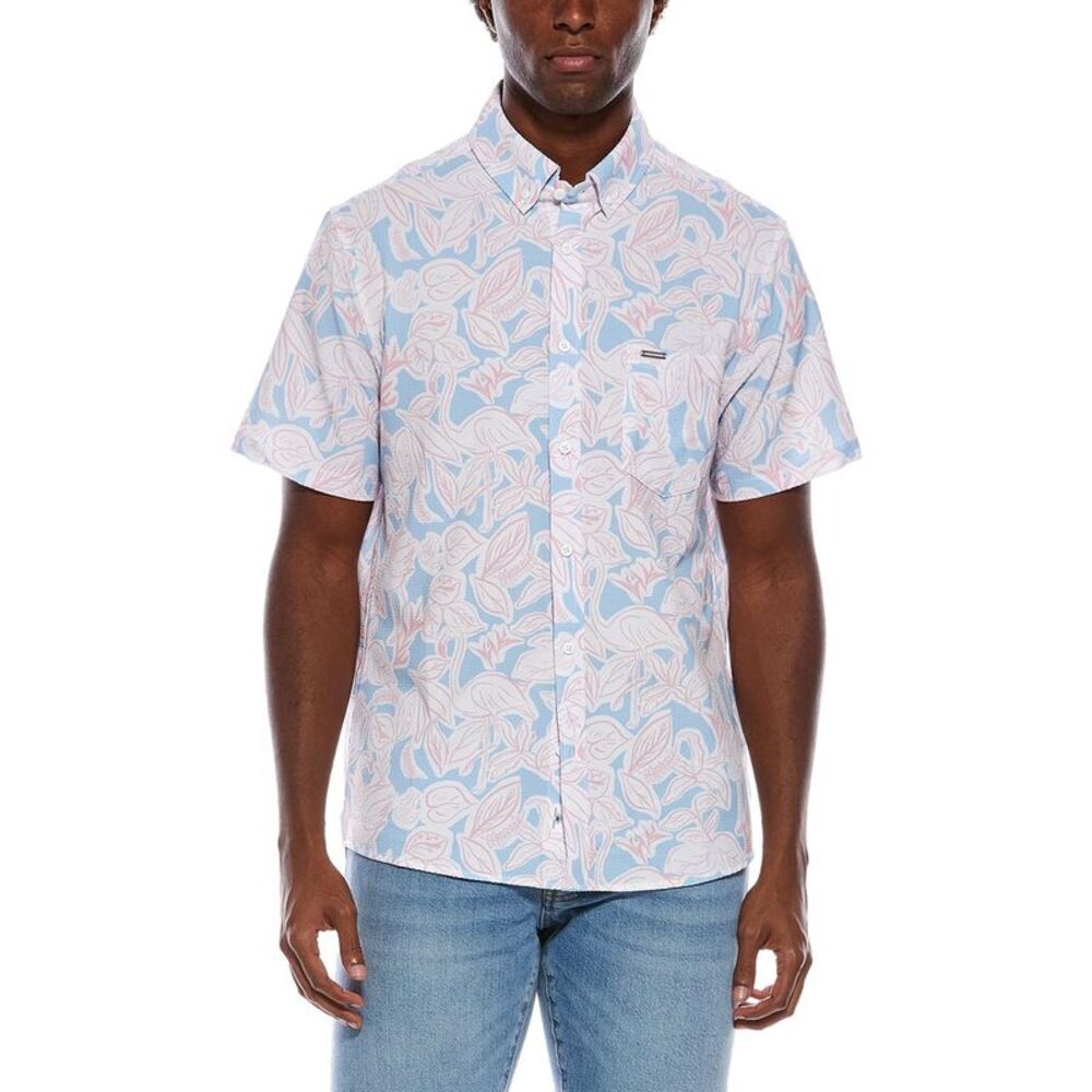 Vintage Summer Mens  Seersucker Shirt, Blue